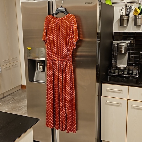 💕STINE GOYA💕 Caitlin Midi Dress ~ Rust Orange Polka Dot Print Medium - Picture 13 of 16